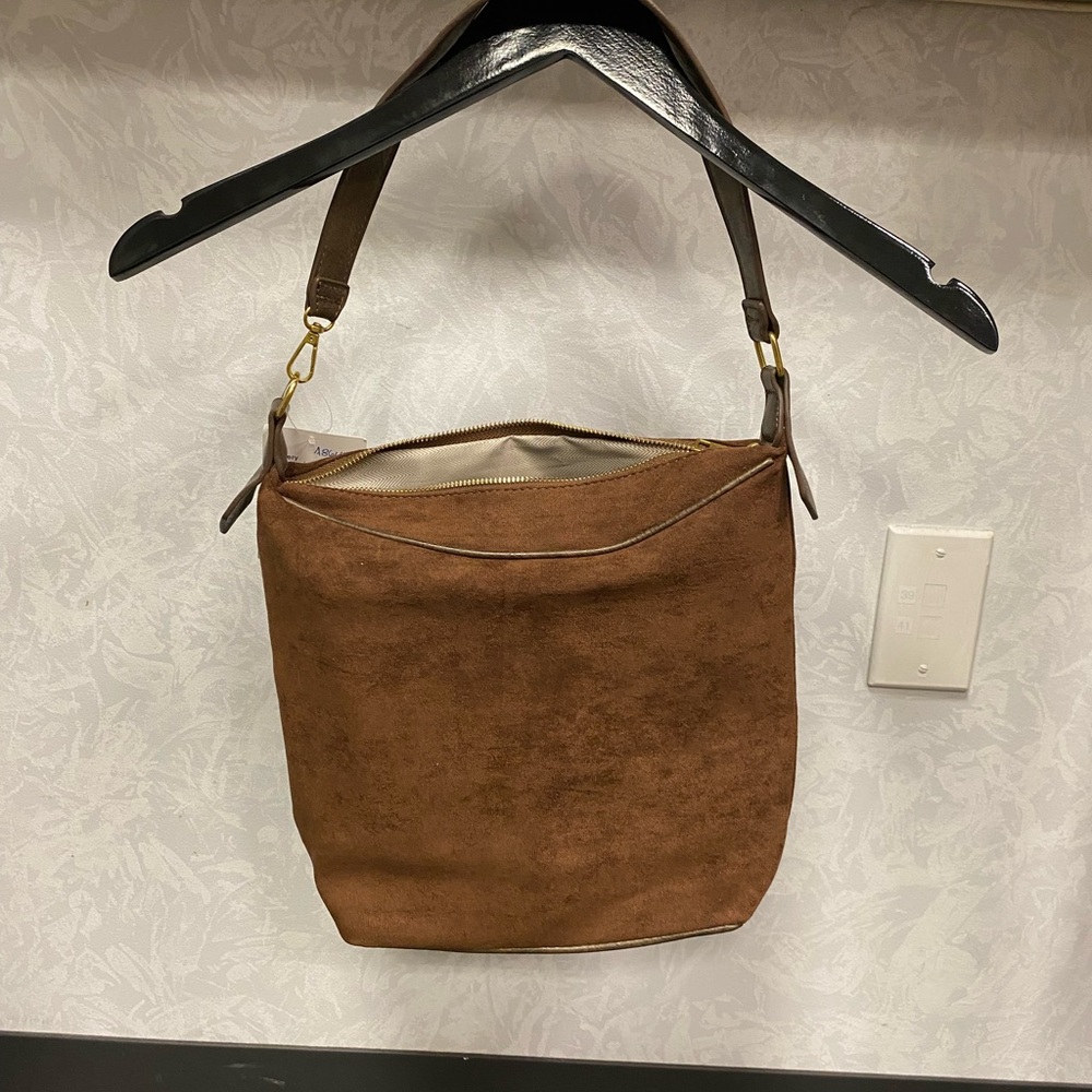 Brown Suede Shoulder Bag